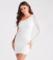 Precious Jewels One-Shoulder Bodycon Mini Dress