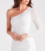Precious Jewels One-Shoulder Bodycon Mini Dress