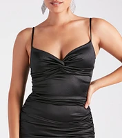 Meet Me VIP Satin Ruched Mini Dress