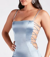 Dinner And Dancing Satin Dress