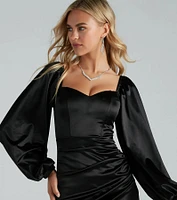 Lavish Satin Sweetheart Wrap Dress