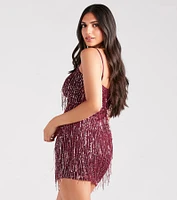 Shake It Up Sequin Fringe Mini Dress