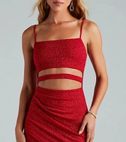 Glowing Night Glitter Cutout Dress