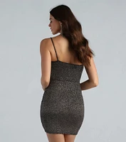 After Hours Glitter Knit Ruched Dress