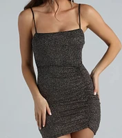 After Hours Glitter Knit Ruched Dress