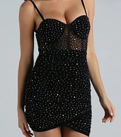 Night Out Sparkle Rhinestone Bodycon Mini Dress