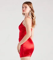 Chic Silhouette Satin Bodycon Mini Dress