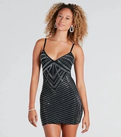 Party Season Rhinestone V-Neck Mini Dress