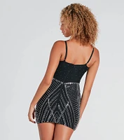 Party Season Rhinestone V-Neck Mini Dress