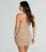Dripping Glam Rhinestone Bodycon Mini Dress