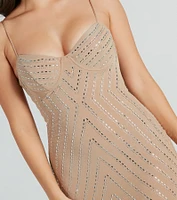Dripping Glam Rhinestone Bodycon Mini Dress
