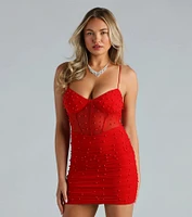Sassy But Classy Faux Pearl Bustier Mini Dress