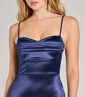 Gorgeous Endeavor Satin Cowl Neck Mini Dress