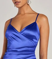 Wrapped Up Style Satin Mini Dress