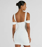 Breathtaking Impression Faux Pearl Bodycon Mini Dress