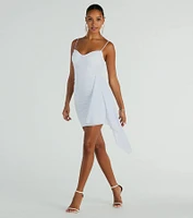 Strut Around Glitter Mesh Mini Dress With Sash