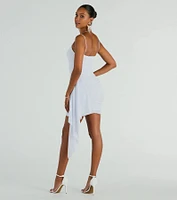 Strut Around Glitter Mesh Mini Dress With Sash