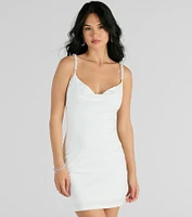 Reason To Celebrate Faux Pearl Strap Mini Dress