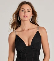 Hint Of Sparkle Rhinestone Strap Corset Mini Dress