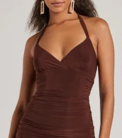Serving Looks Ruched Knit Bodycon Mini Dress