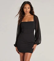 Admiring Glances Long Sleeve Ponte Mini Dress