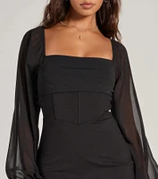 Admiring Glances Long Sleeve Ponte Mini Dress