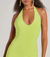 Sultry Moves Plunging Halter Bodycon Mini Dress
