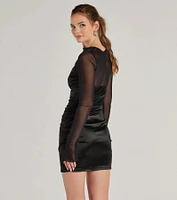 Chic Era Asymmetrical Long Sleeve Cutout Mini Dress