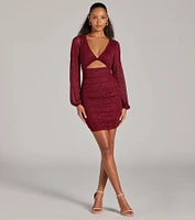 Glam Energy Glitter Mesh Cutout Mini Dress