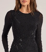Radiant Sparkle Rhinestone Long Sleeve Mini Dress