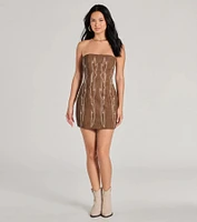 Western Baddie Strapless Lace-Up Mini Dress