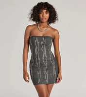 Western Baddie Strapless Lace-Up Mini Dress