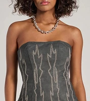 Western Baddie Strapless Lace-Up Mini Dress