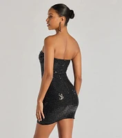 Shimmer All Night Strapless Sequin Mini Dress