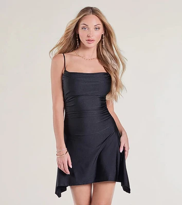 Chic Club Cowl Neck A-Line Mini Dress