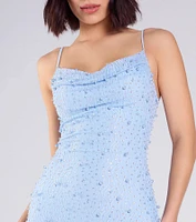 Sensuous Sultry Faux Pearl Rhinestone Mini Dress