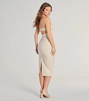 Rooftop Vibe Strapless Faux Leather Midi Dress