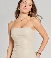 Rooftop Vibe Strapless Faux Leather Midi Dress