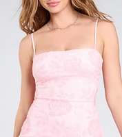 Sparkle Motion Floral Sequin Lace-Up Mini Dress
