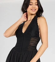 Style So Chic Lace Halter Chiffon Skater Dress