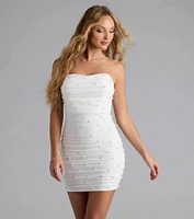 Enhance Your Chic Strapless Faux Pearl Mini Dress