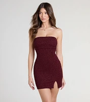 Disco Queen Strapless Glitter Mini Dress