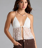Unforgettable Babe Sheer Lace Crop Top