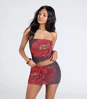 Bold Flirt Floral Mesh Tube Top