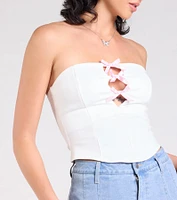 Lookin' Cute Bow-Trim Cutout Top