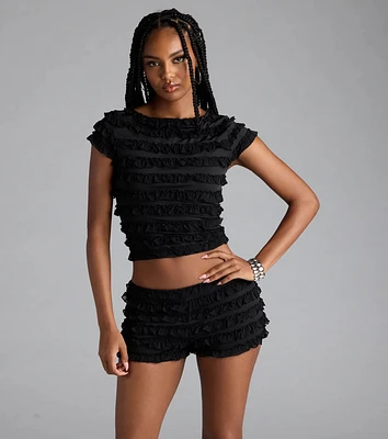 Summer Spice Lace-Up Ruffle Crop Top