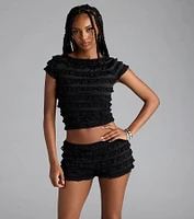 Summer Spice Lace-Up Ruffle Crop Top
