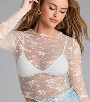 Sweetest Allure Floral Lace Long Sleeve Top
