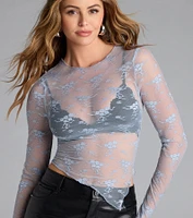 Sweetest Allure Floral Lace Long Sleeve Top