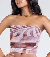 Tropical Energy Strapless Crop Top